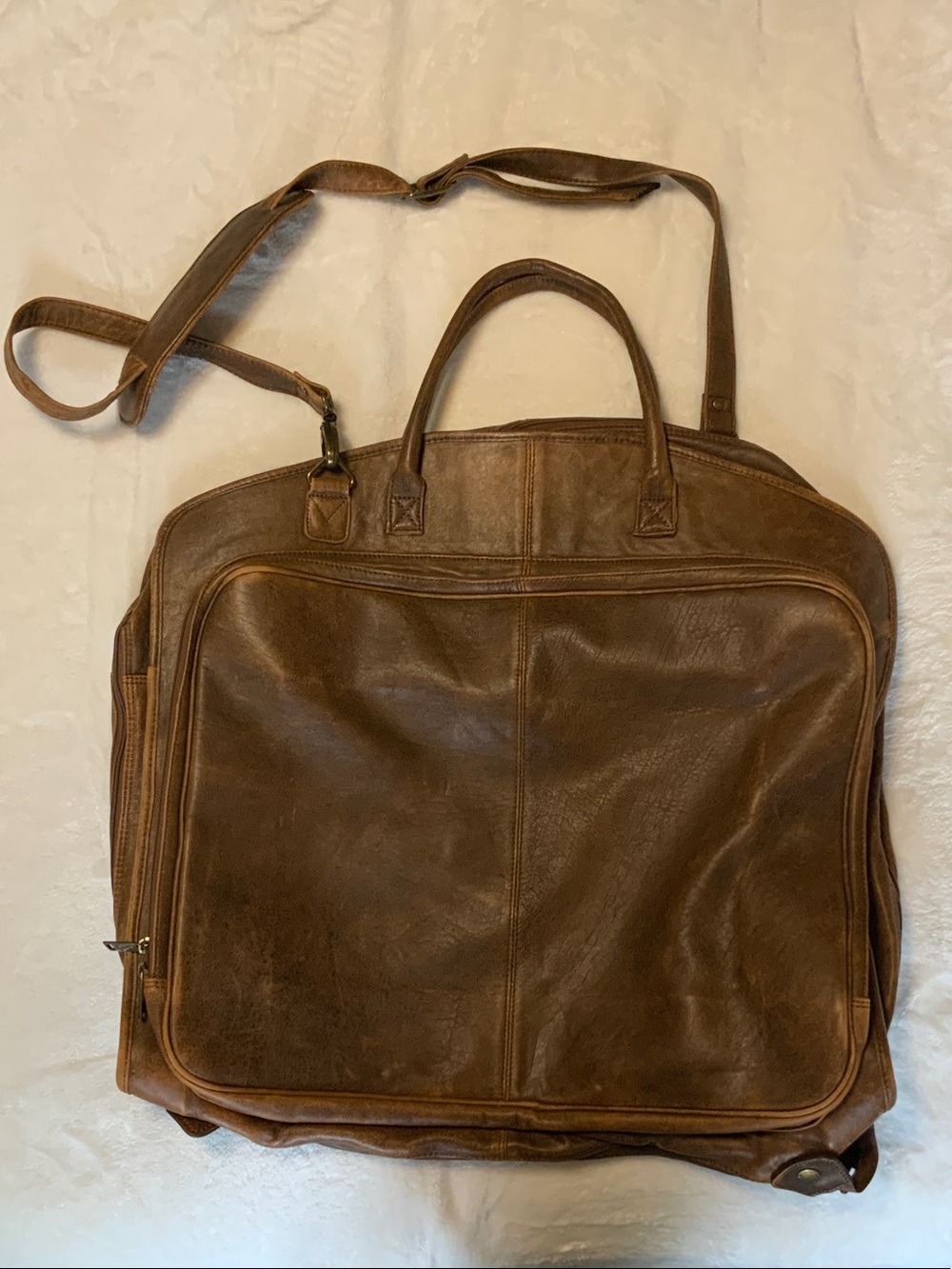 SCULLY BROWN LEATHER WEEKENDER BAG WITH SHOULDER STRAP